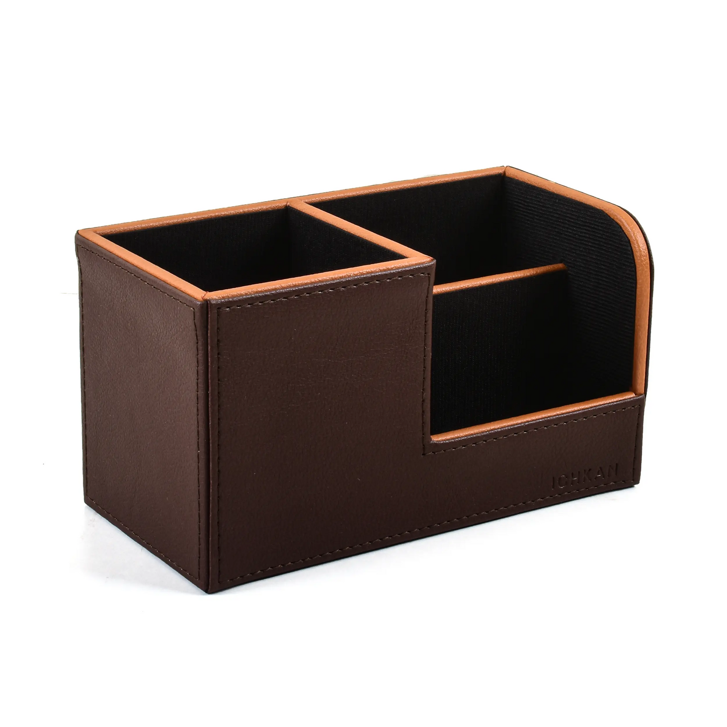 Leatherette Remote/Stationery Holder | Dark Brown | Axis 2.0 ICHKAN