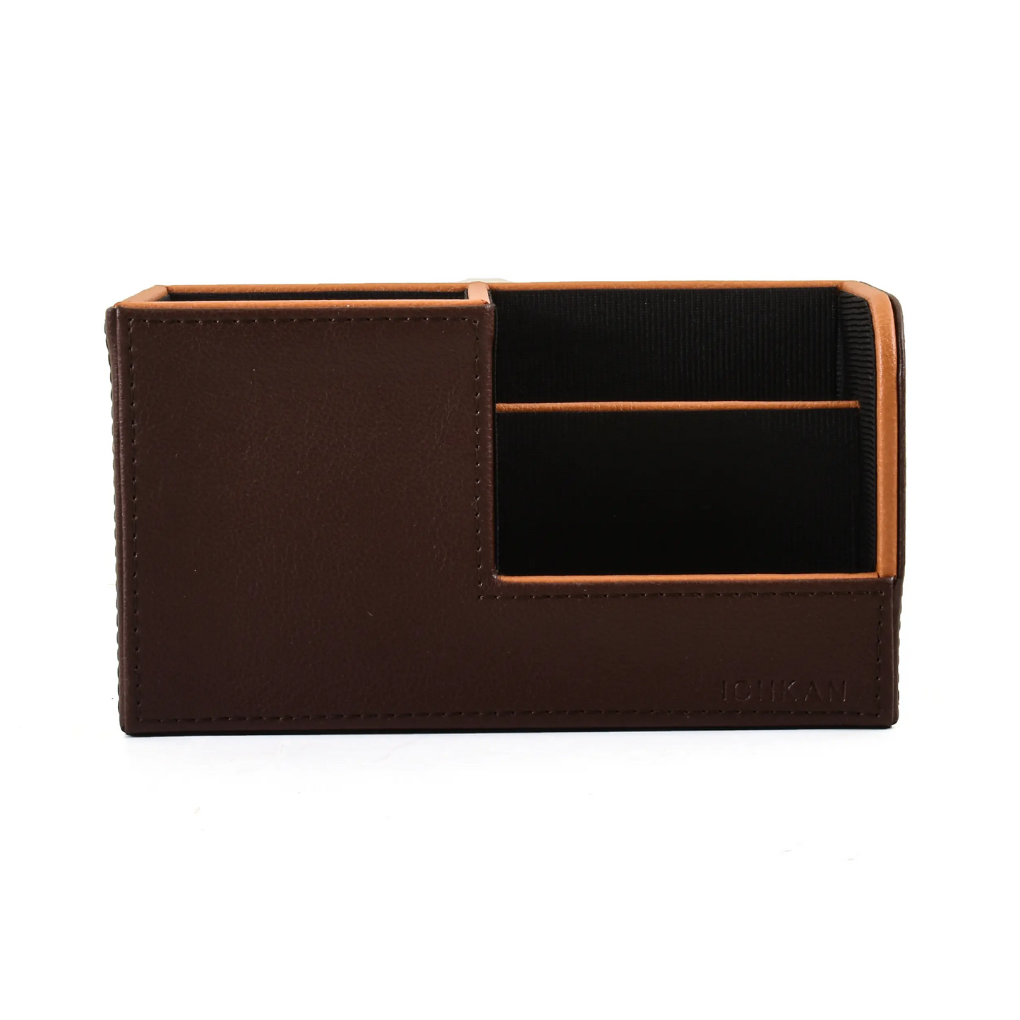 Leatherette Remote/Stationery Holder | Dark Brown | Axis 2.0 ICHKAN