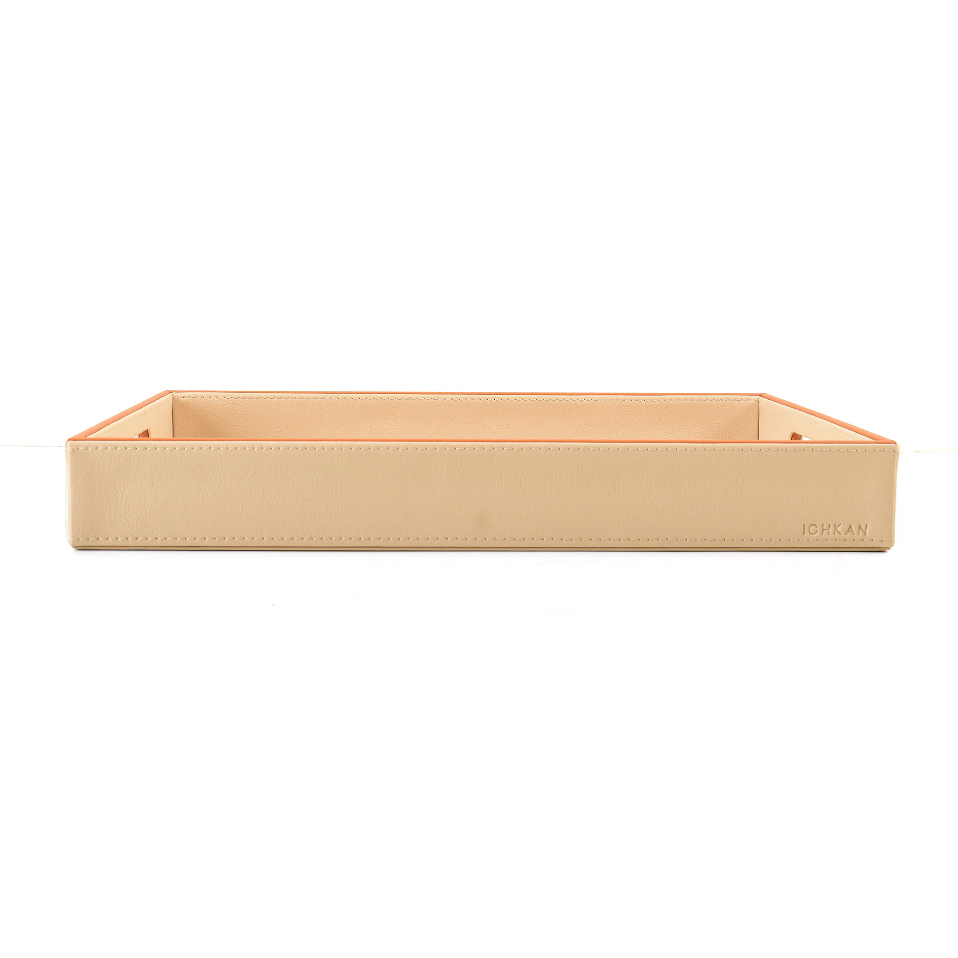 Leatherette Rectangle Serving Tray Large | Beige | Axis 2.0 ICHKAN