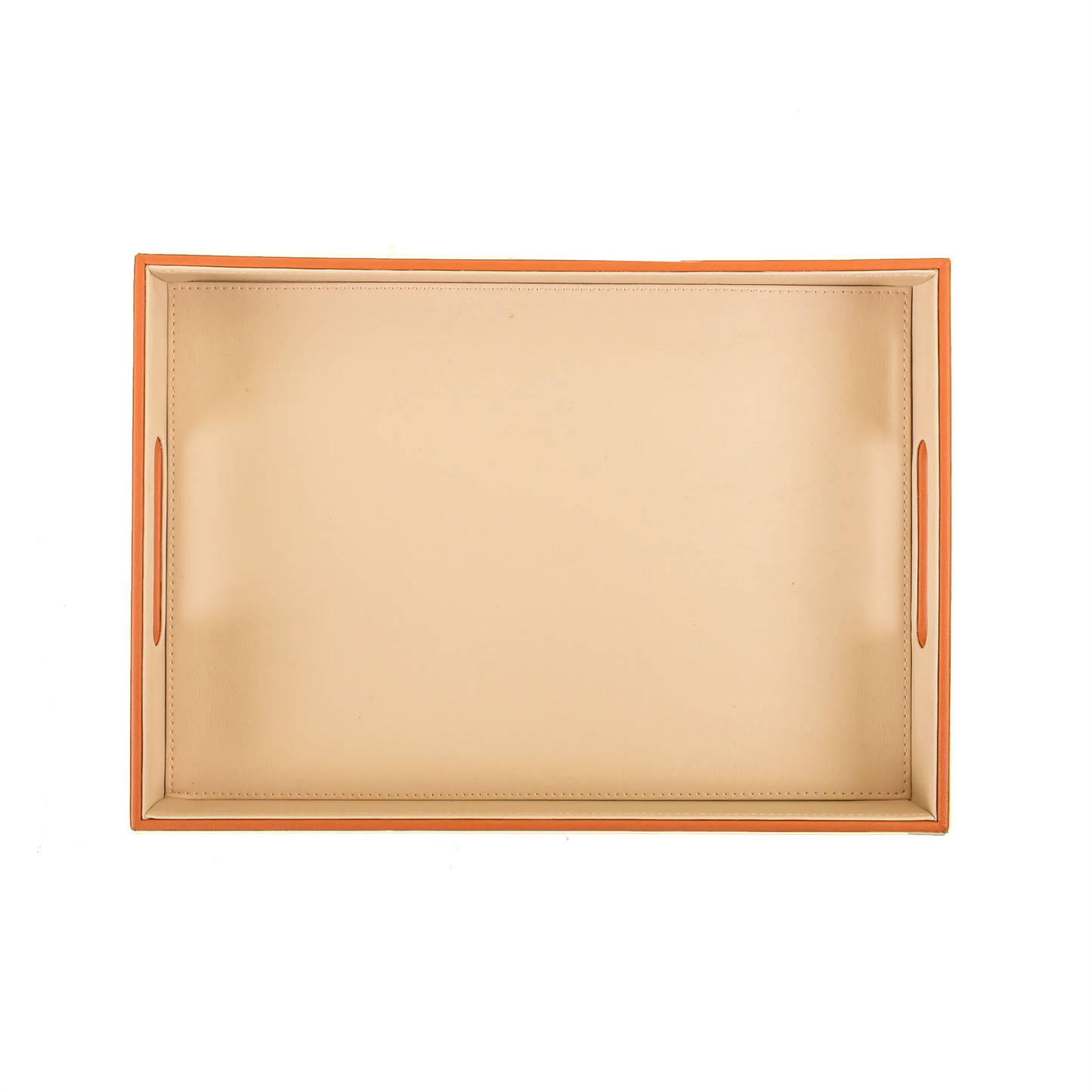 Leatherette Rectangle Serving Tray Large | Beige | Axis 2.0 ICHKAN
