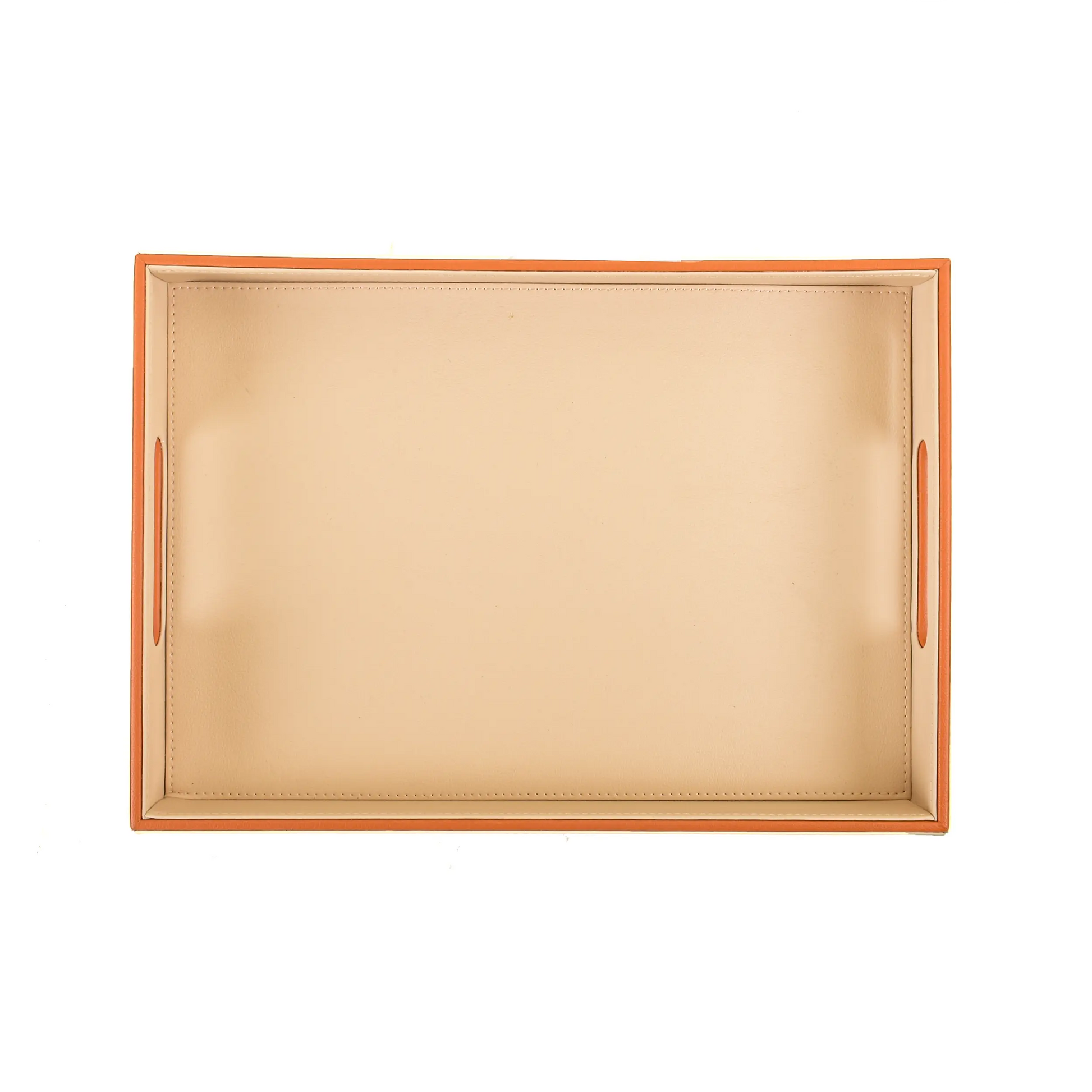 Leatherette Rectangle Serving Tray Large | Beige | Axis 2.0 ICHKAN