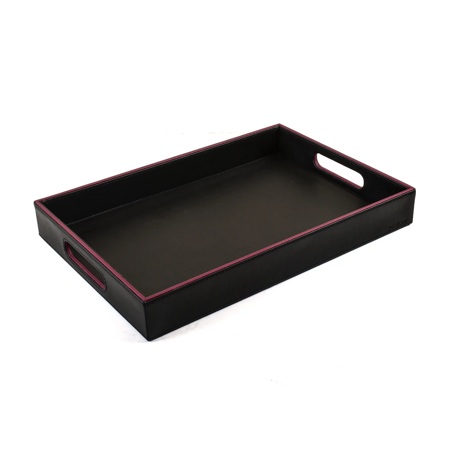 Leatherette Rectangle Serving Tray Set of 2 | Black | Axis 2.0 ICHKAN