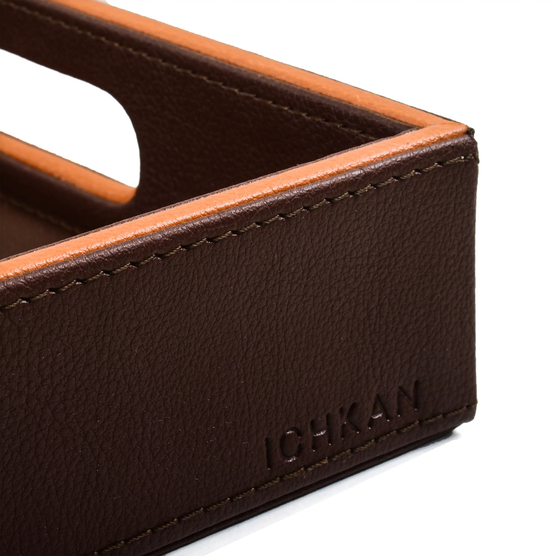 Leatherette Rectangle Serving Tray Large | Dark Brown | Axis 2.0 ICHKAN