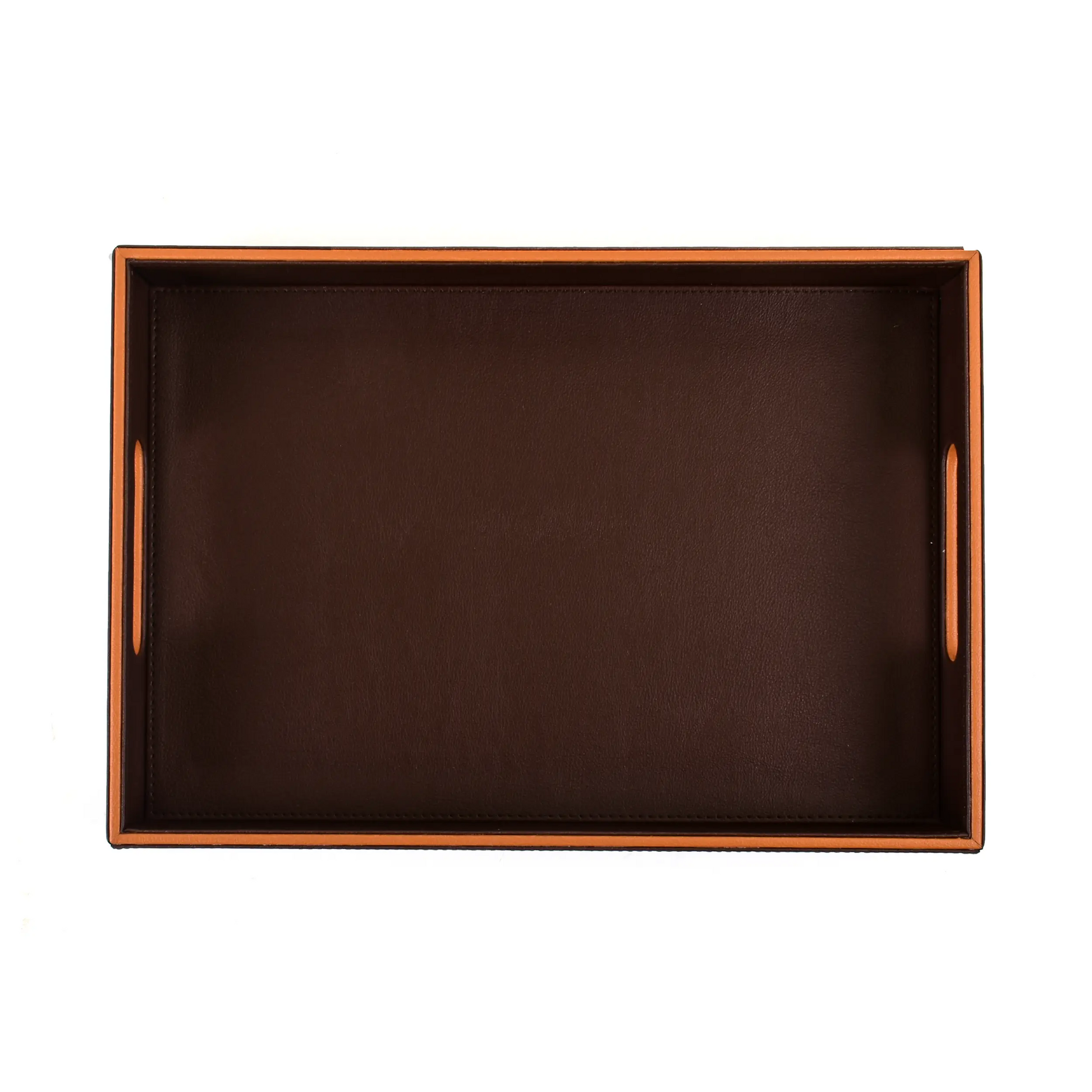 Leatherette Rectangle Serving Tray Large | Dark Brown | Axis 2.0 ICHKAN