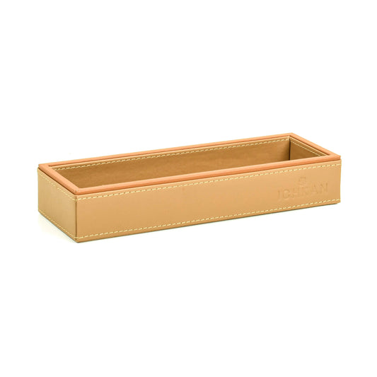 Leatherette Rectangle Long Cutlery Tray | Camel | Axis ICHKAN