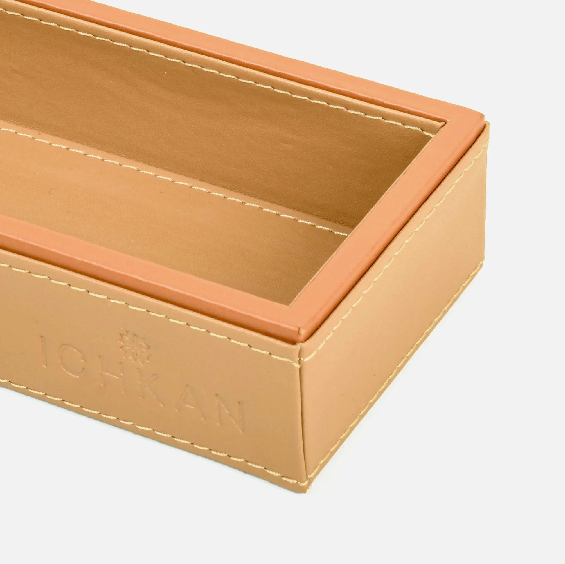 Leatherette Rectangle Long Cutlery Tray | Camel | Axis ICHKAN