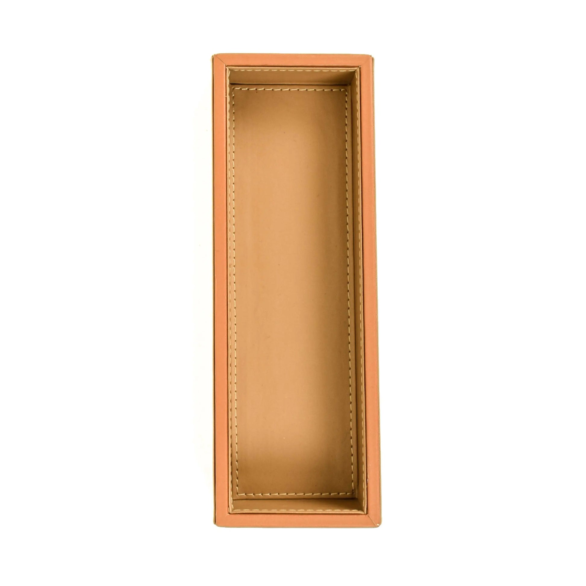 Leatherette Rectangle Long Cutlery Tray | Camel | Axis ICHKAN