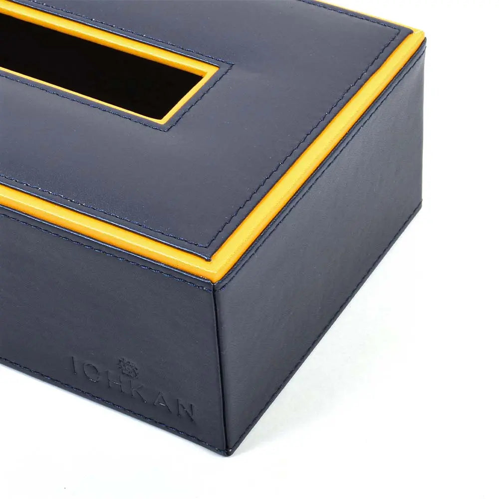 Leatherette Rectangle Tissue Box Holder | Blue | Axis ICHKAN