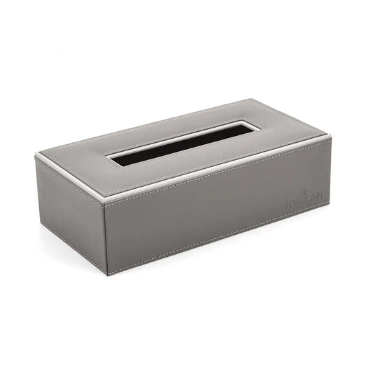 Leatherette Rectangle Tissue Box Holder | Grey | Axis ICHKAN