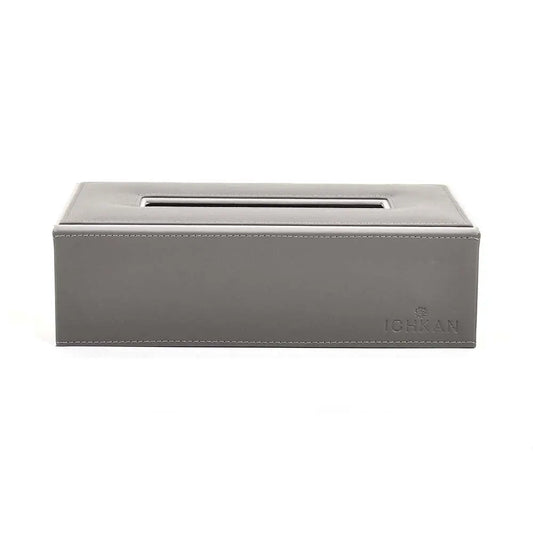 Leatherette Rectangle Tissue Box Holder | Grey | Axis ICHKAN