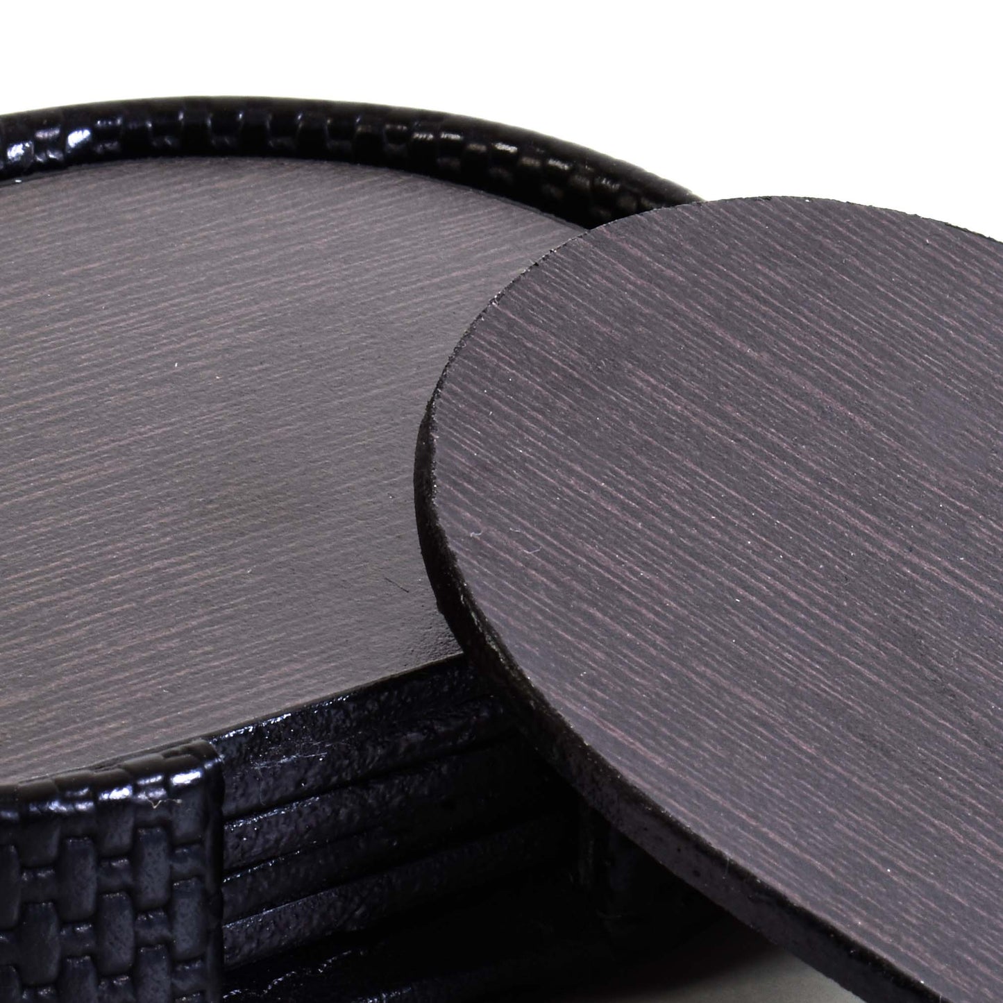 Leatherette Coasters Set of 6 | Black | Capsule Ichkan