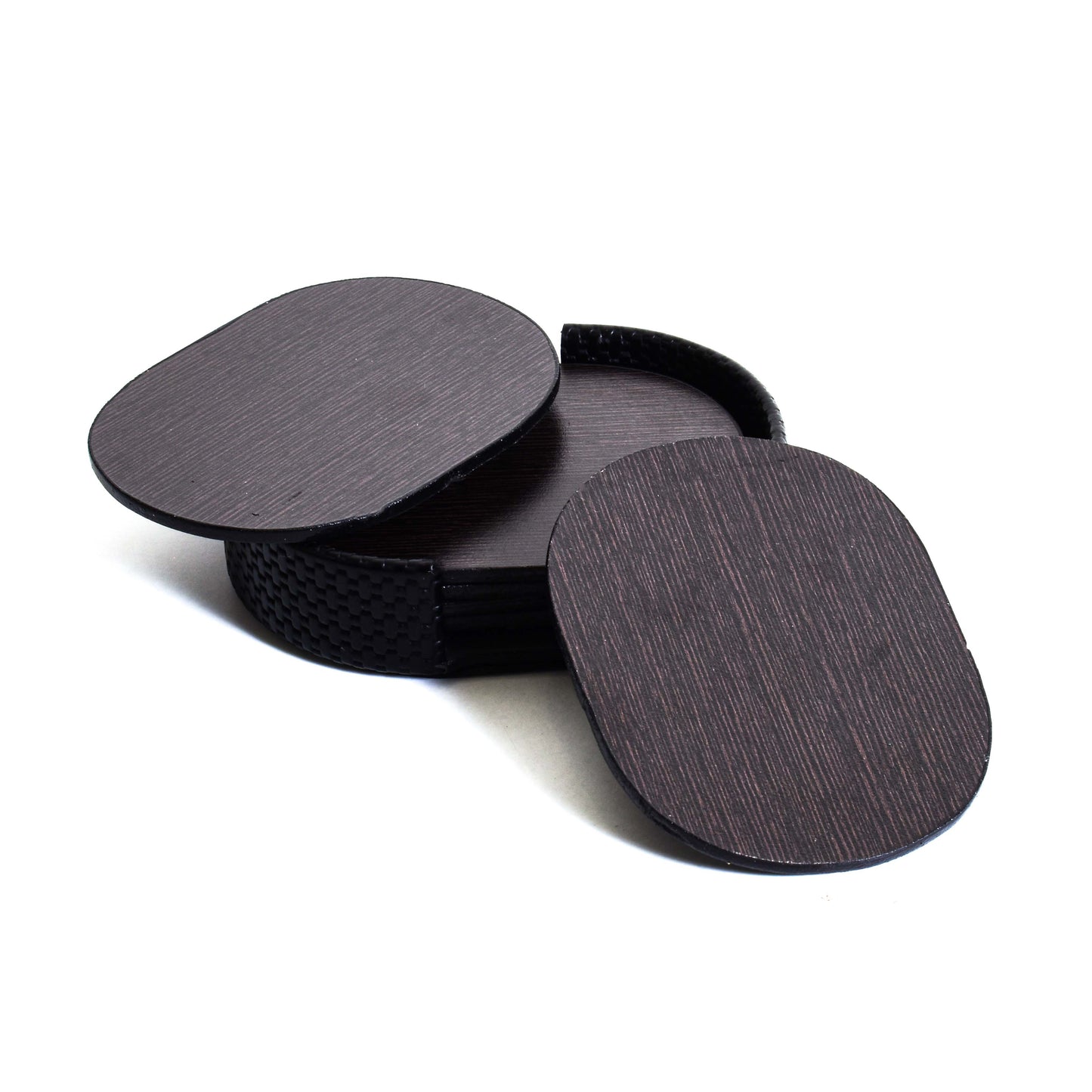 Leatherette Coasters Set of 6 | Black | Capsule Ichkan