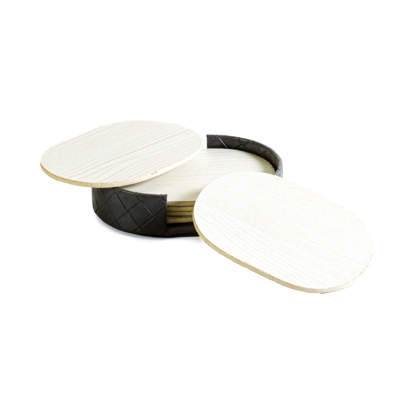 Leatherette Coasters Set of 6 | Grey | Capsule Ichkan