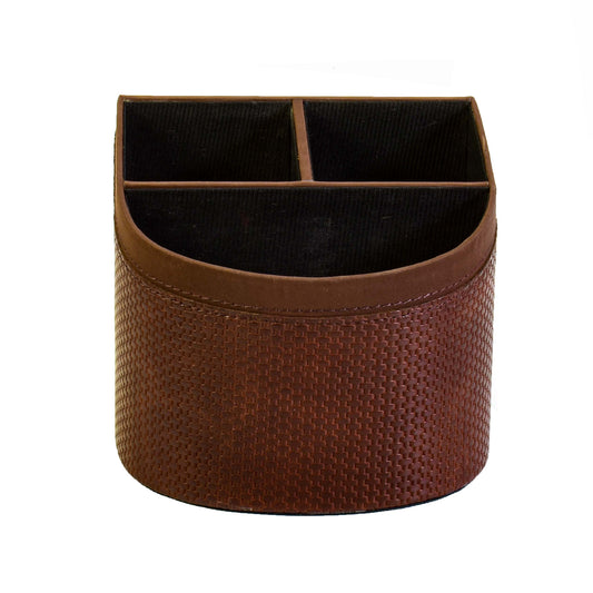 Leatherette Remote/Stationery Holder | Brown | Capsule Ichkan