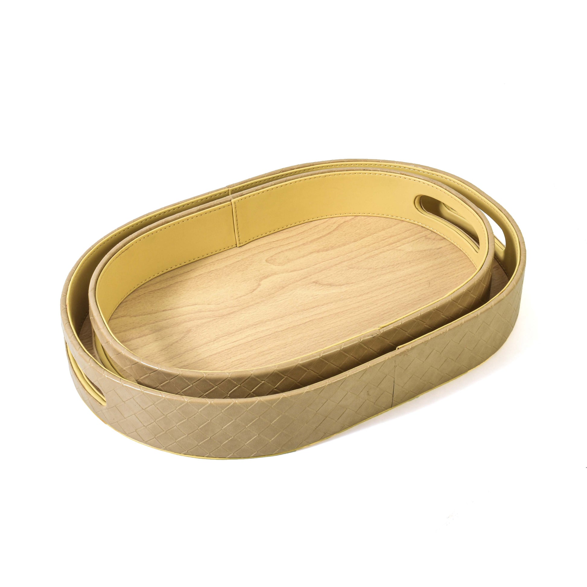Leatherette Serving Tray Set of 2 | Ivory | Capsule Ichkan