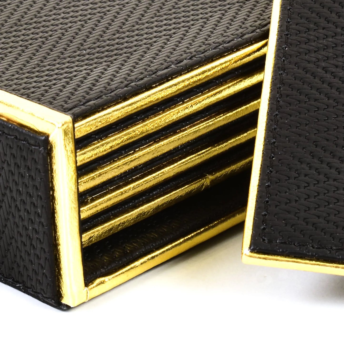 Leatherette Square Coasters Set of 6 | Black | Hamilton Ichkan