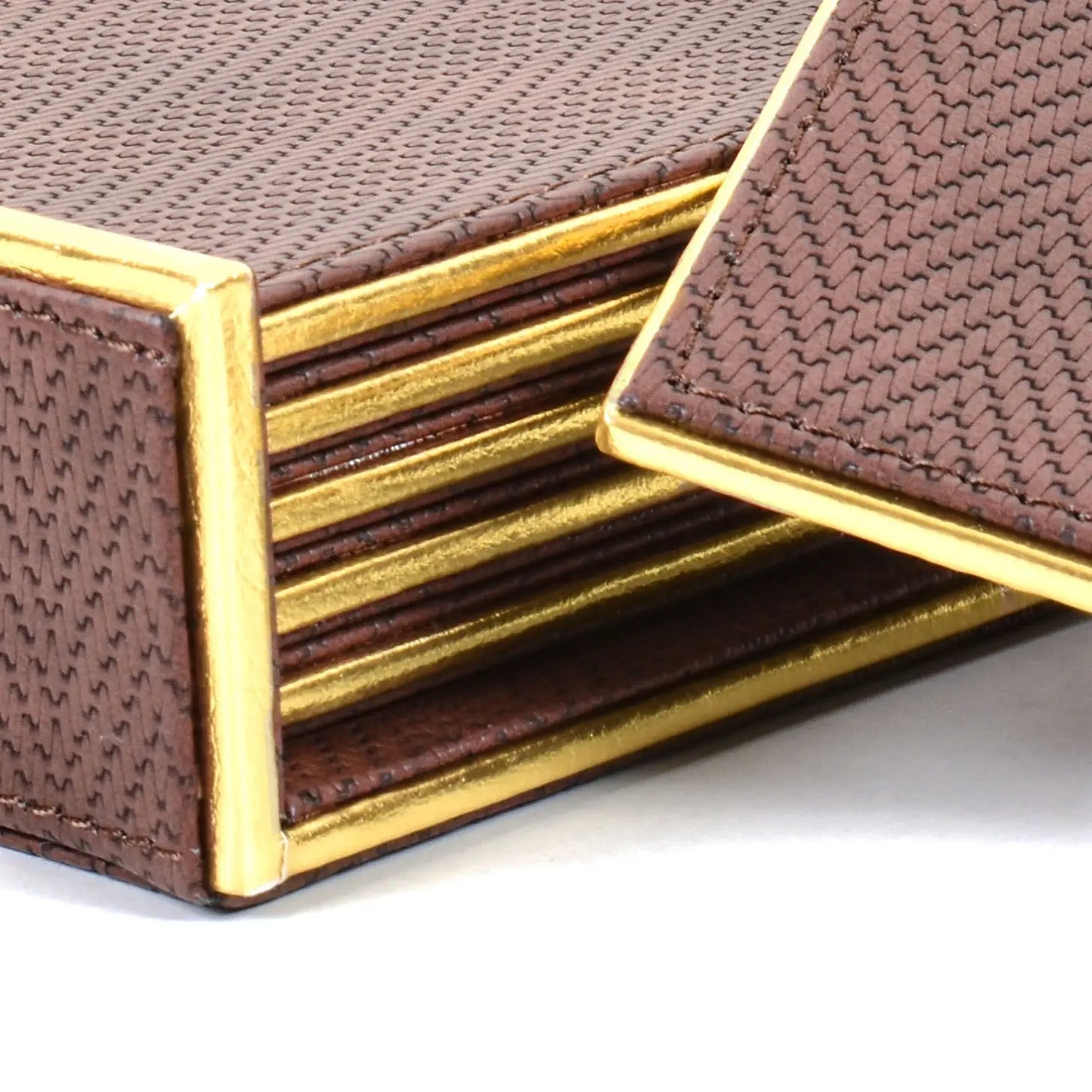 Leatherette Square Coasters Set of 6 | Brown | Hamilton Ichkan