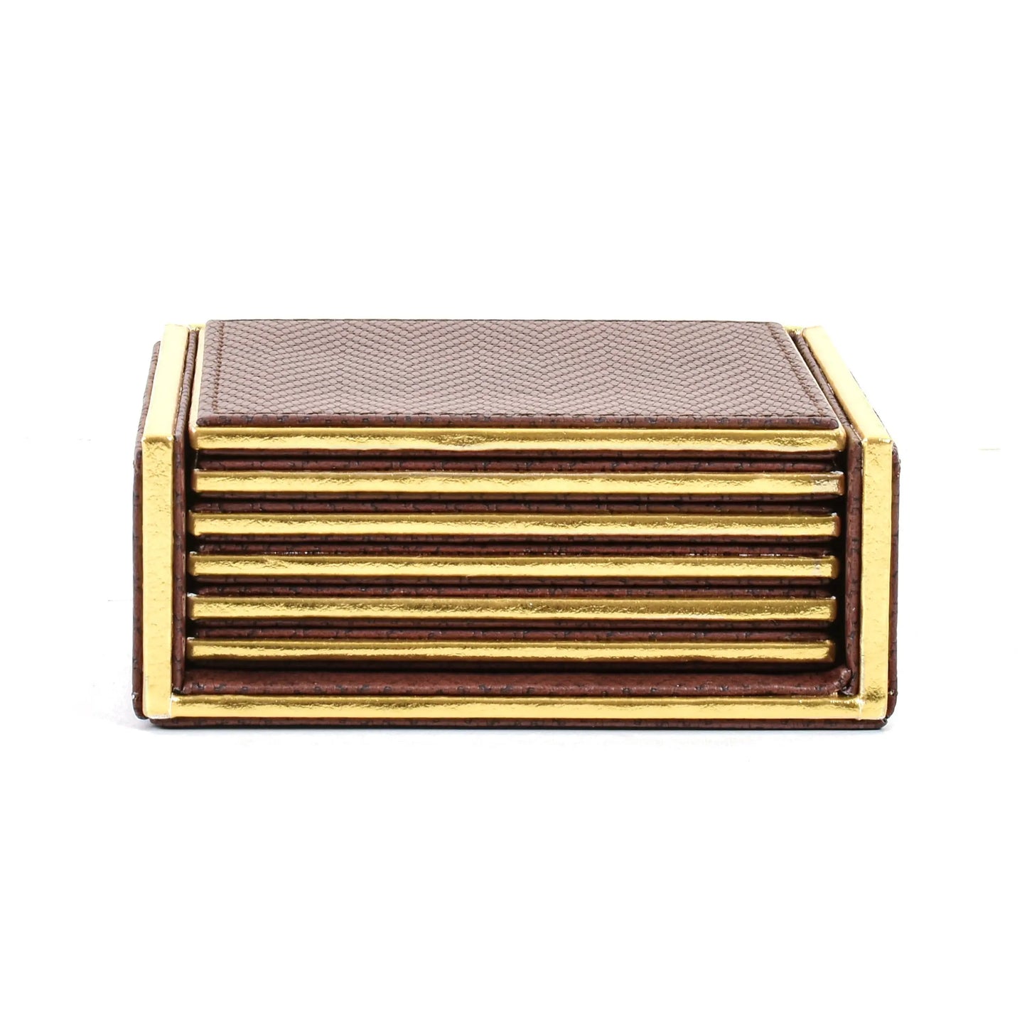 Leatherette Square Coasters Set of 6 | Brown | Hamilton Ichkan