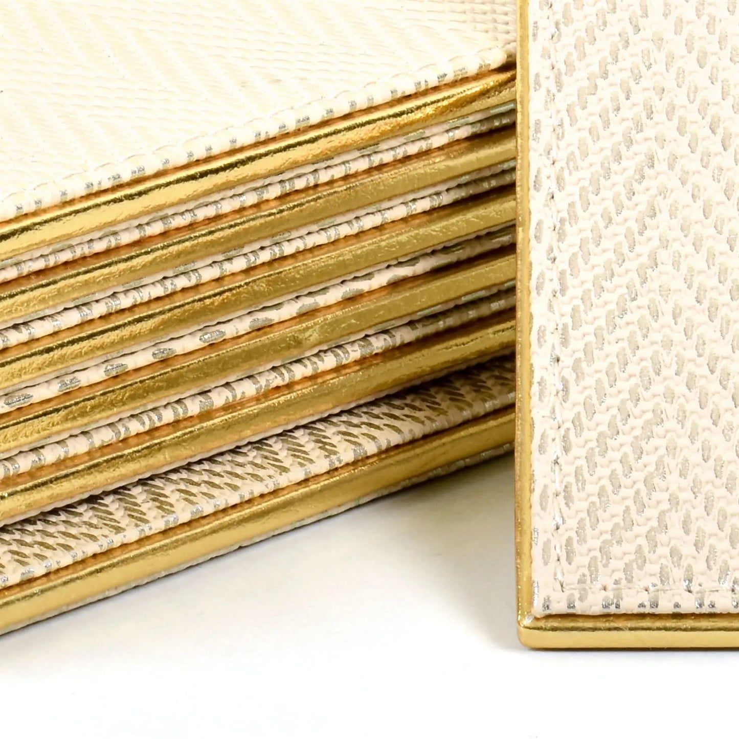 Leatherette Square Coasters Set of 6 | White Gold | Hamilton Ichkan
