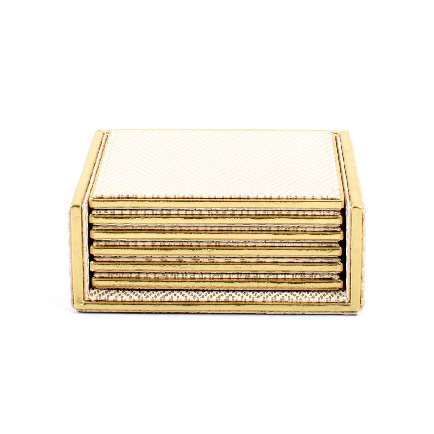Leatherette Square Coasters Set of 6 | White Gold | Hamilton Ichkan