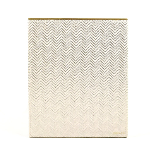 Leatherette Waste Bin | White Gold | Hamilton Ichkan