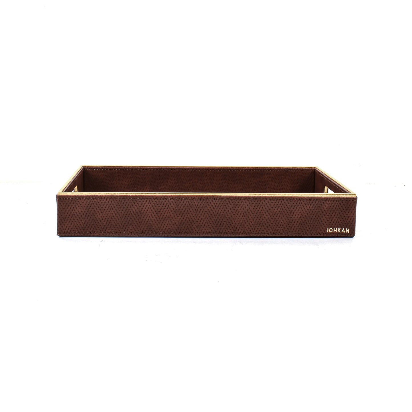 Leatherette Rectangle Serving Tray Large | White Gold | Hamilton Ichkan