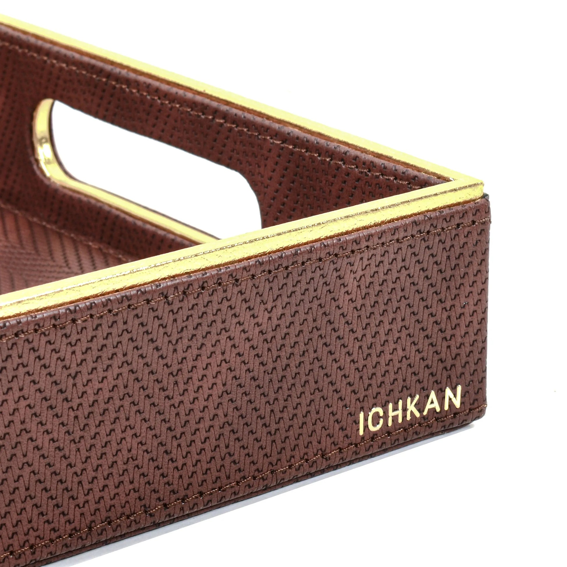 Leatherette Rectangle Serving Tray Large | White Gold | Hamilton Ichkan