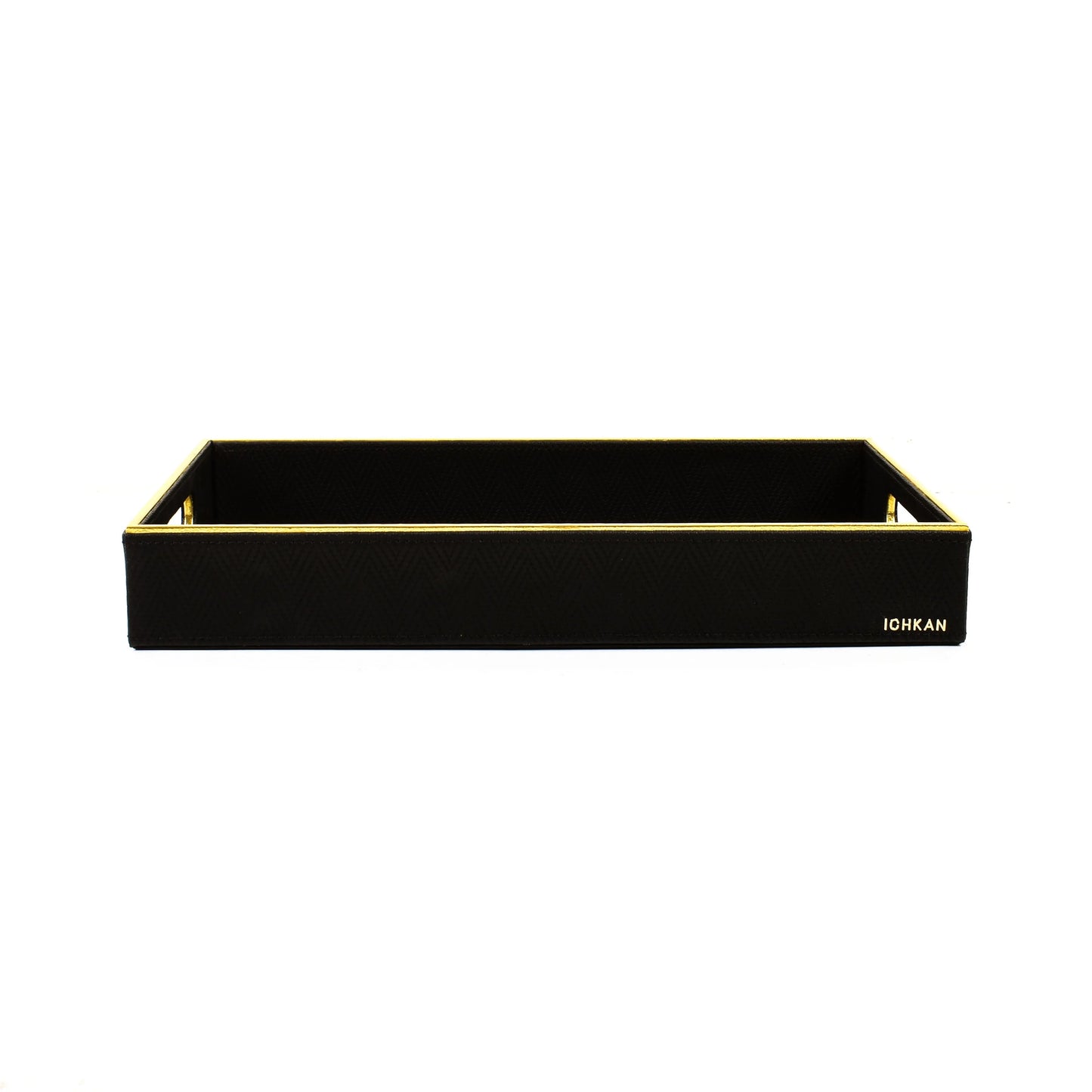 Leatherette Rectangle Serving Tray Large | Black | Hamilton Ichkan