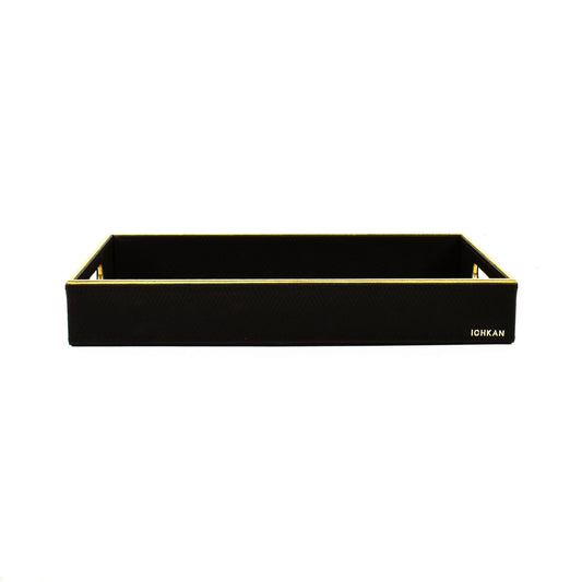 Leatherette Rectangle Serving Tray Large | Black | Hamilton Ichkan