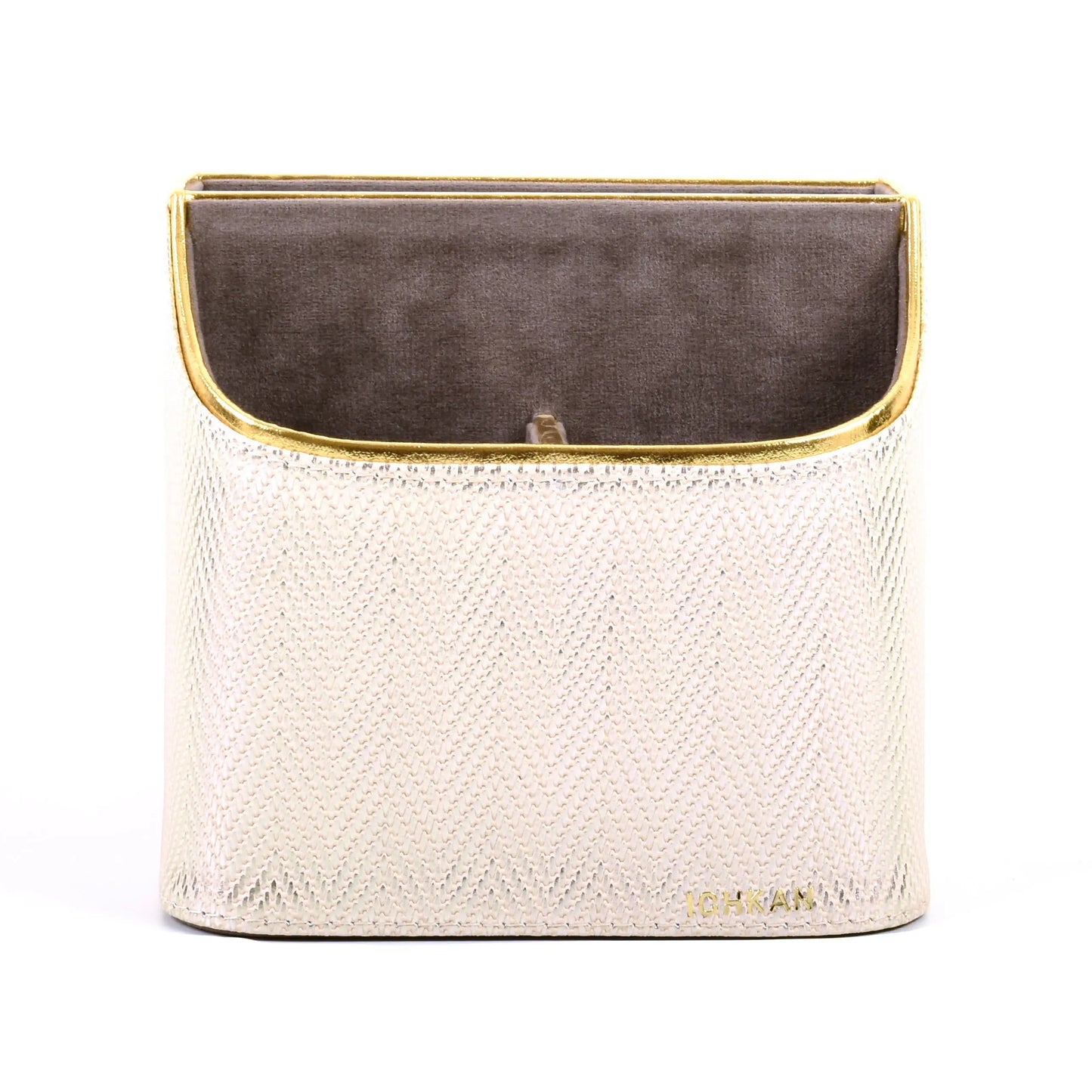Leatherette Multi-Utility Rotating Holder Organiser | White Gold | Hamilton Ichkan