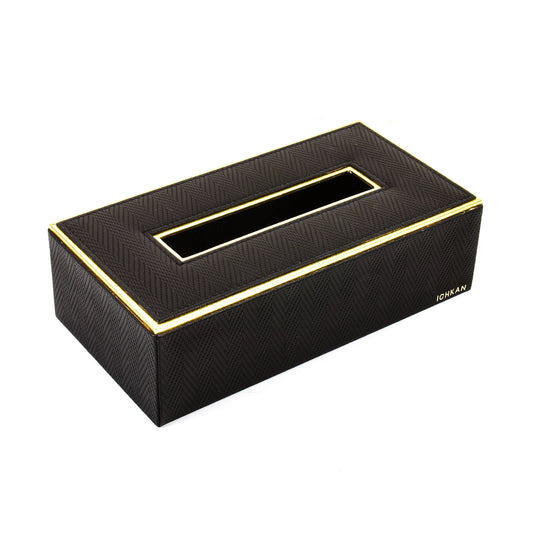 Leatherette Rectangle Tissue Box Holder | Black | Hamilton Ichkan