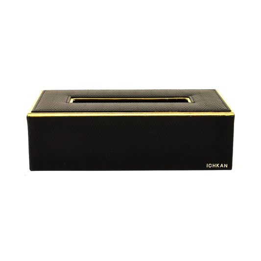 Leatherette Rectangle Tissue Box Holder | Black | Hamilton Ichkan