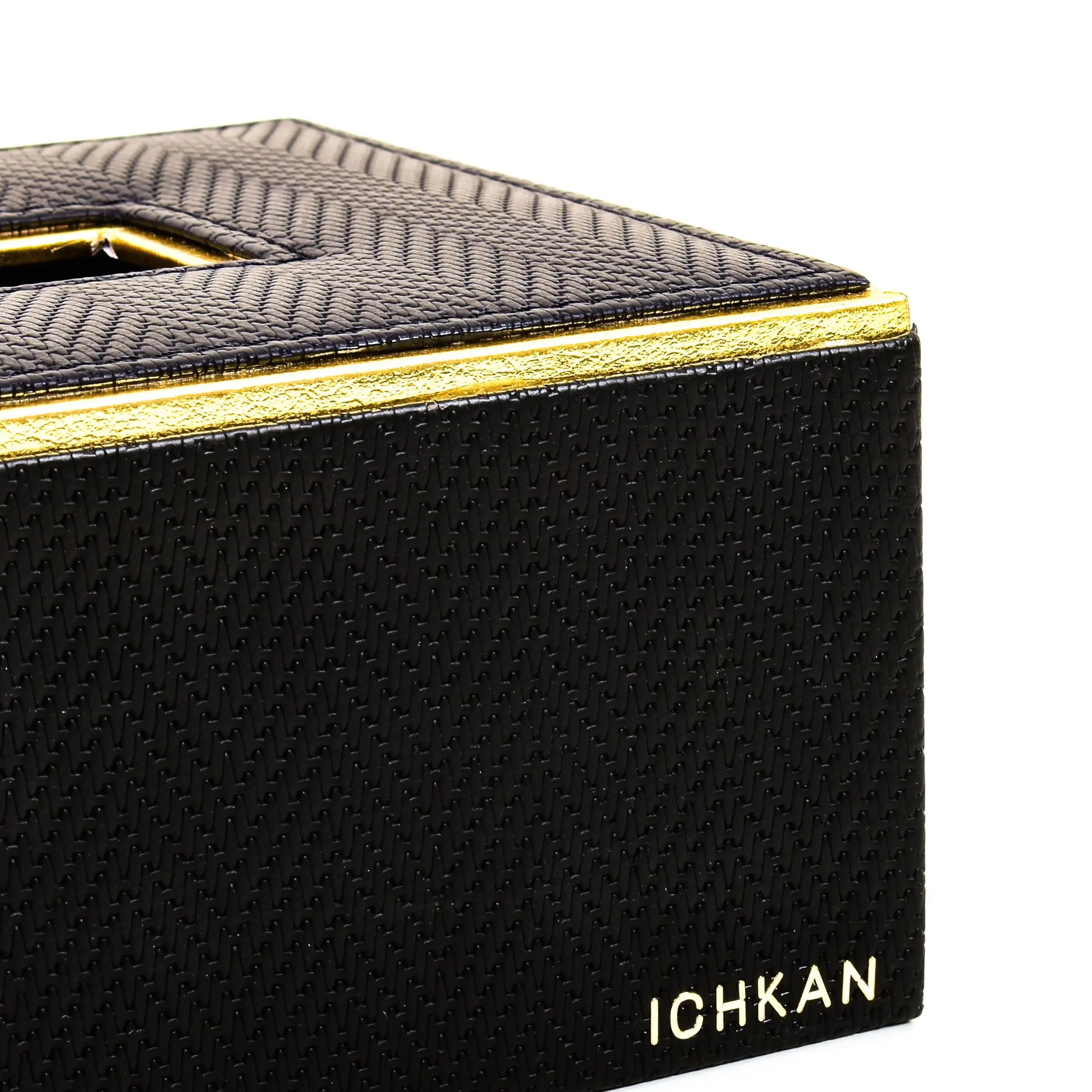 Leatherette Rectangle Tissue Box Holder | Black | Hamilton Ichkan
