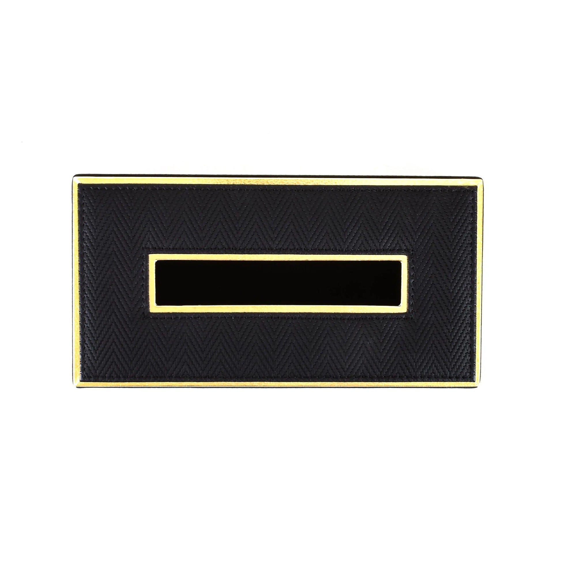Leatherette Rectangle Tissue Box Holder | Black | Hamilton Ichkan
