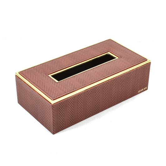 Leatherette Rectangle Tissue Box Holder | Brown | Hamilton Ichkan