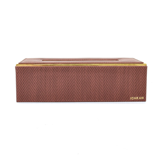Leatherette Rectangle Tissue Box Holder | Brown | Hamilton Ichkan