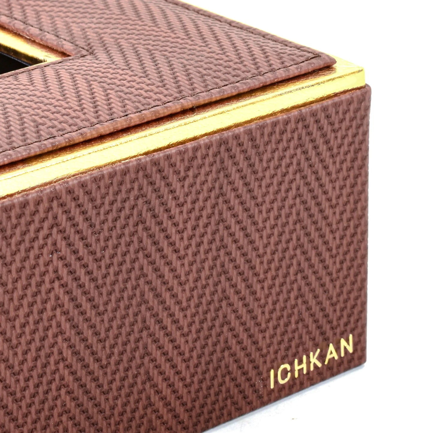 Leatherette Rectangle Tissue Box Holder | Brown | Hamilton Ichkan