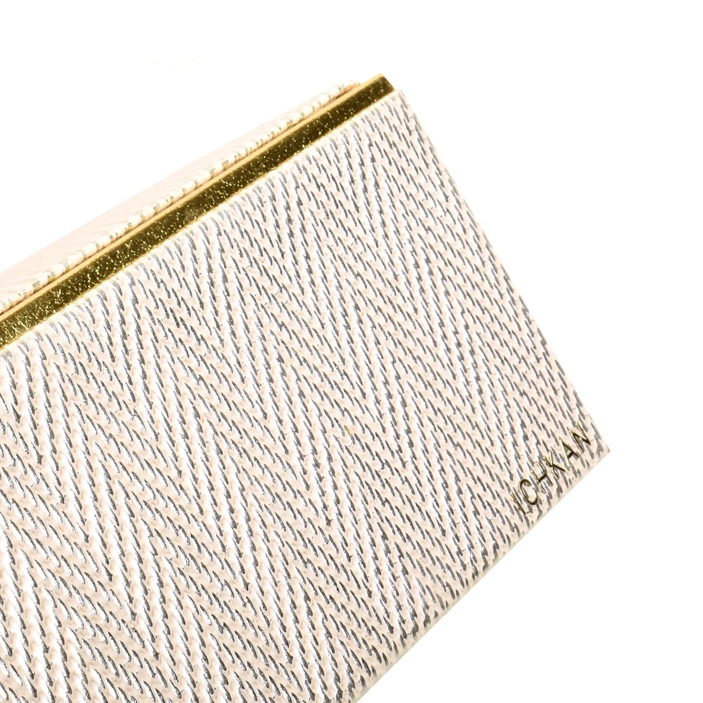 Leatherette Rectangle Tissue Box Holder | White Gold | Hamilton Ichkan