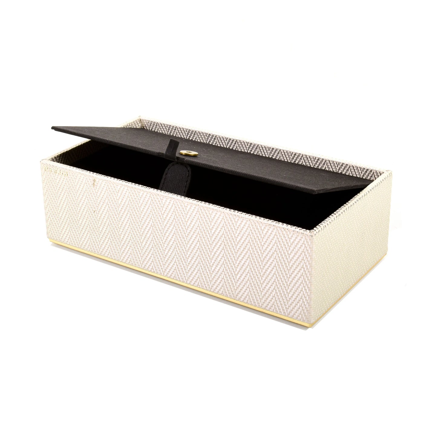 Leatherette Rectangle Tissue Box Holder | White Gold | Hamilton Ichkan