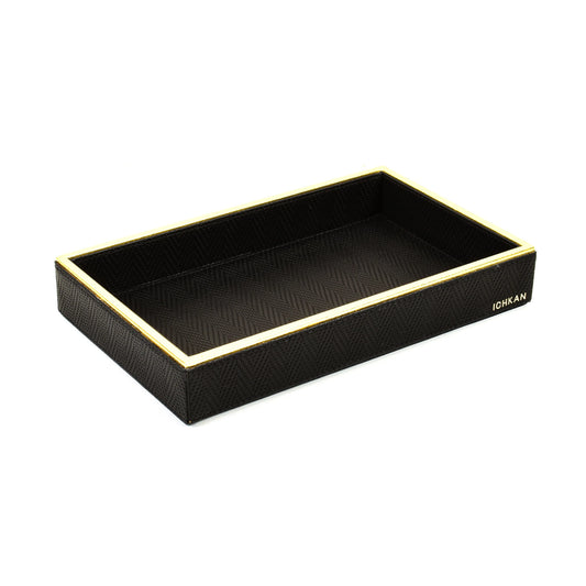 Leatherette Towel/Vanity Tray | Black | Hamilton Ichkan