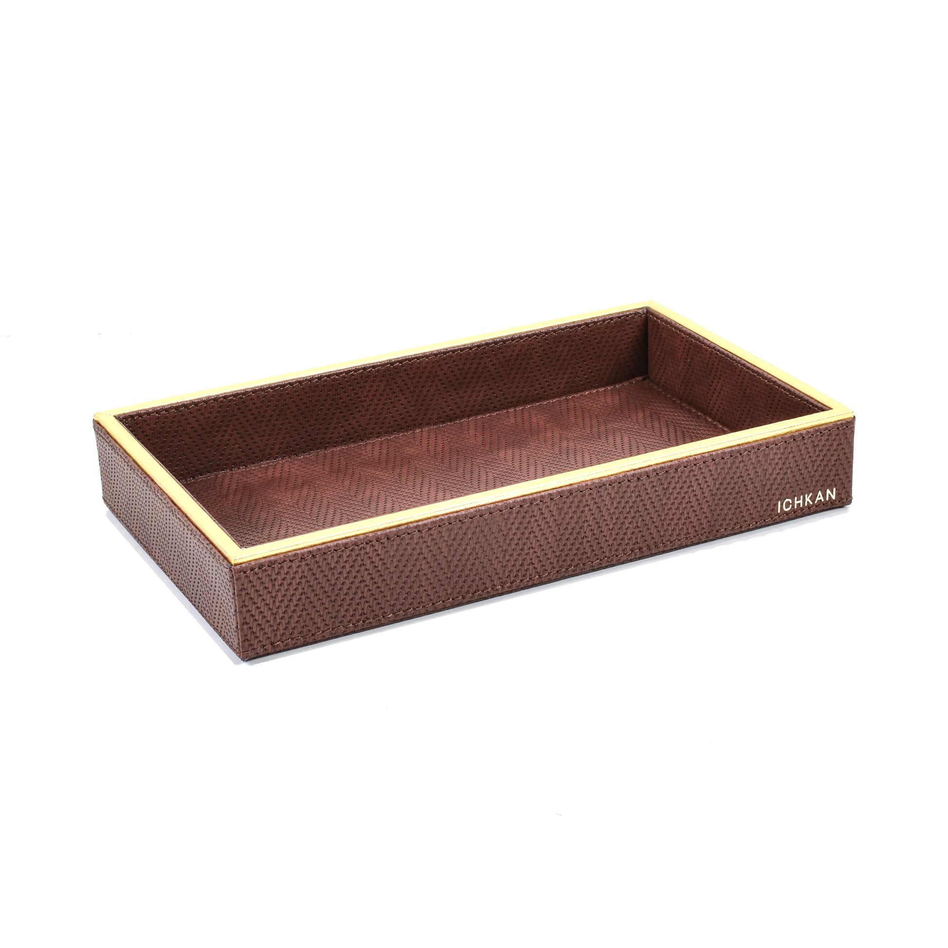 Leatherette Towel/Vanity Tray | Brown | Hamilton Ichkan