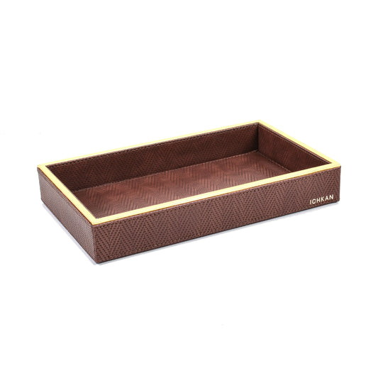 Leatherette Towel/Vanity Tray | Brown | Hamilton Ichkan