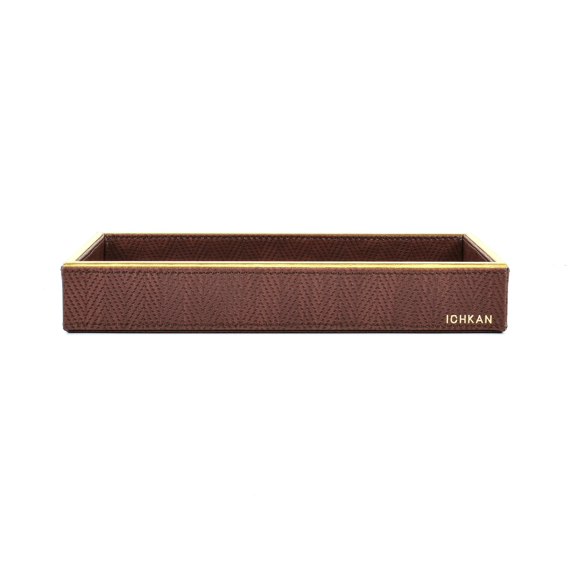 Leatherette Towel/Vanity Tray | Brown | Hamilton Ichkan