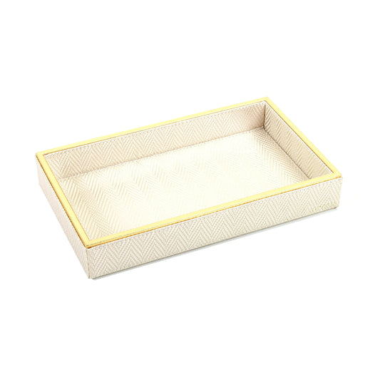 Leatherette Towel/Vanity Tray | White Gold | Hamilton Ichkan