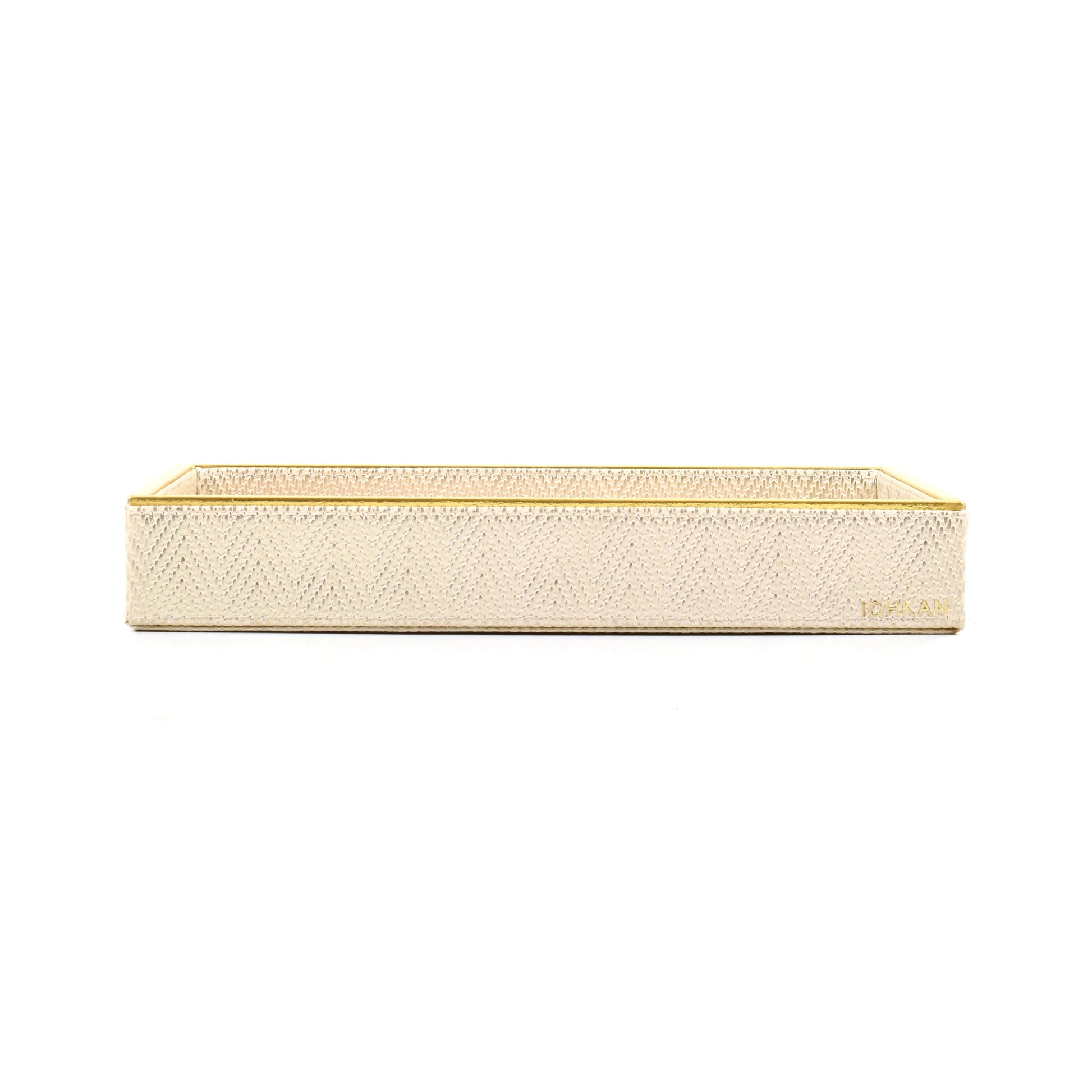 Leatherette Towel/Vanity Tray | White Gold | Hamilton Ichkan