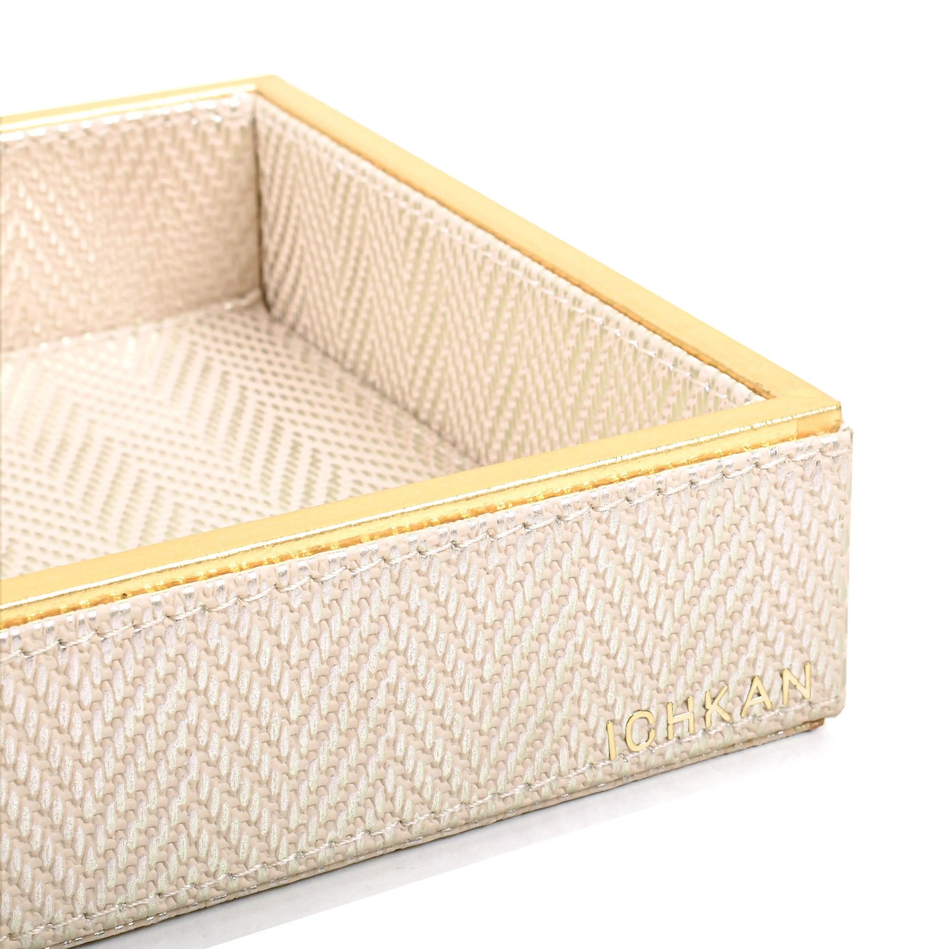 Leatherette Towel/Vanity Tray | White Gold | Hamilton Ichkan