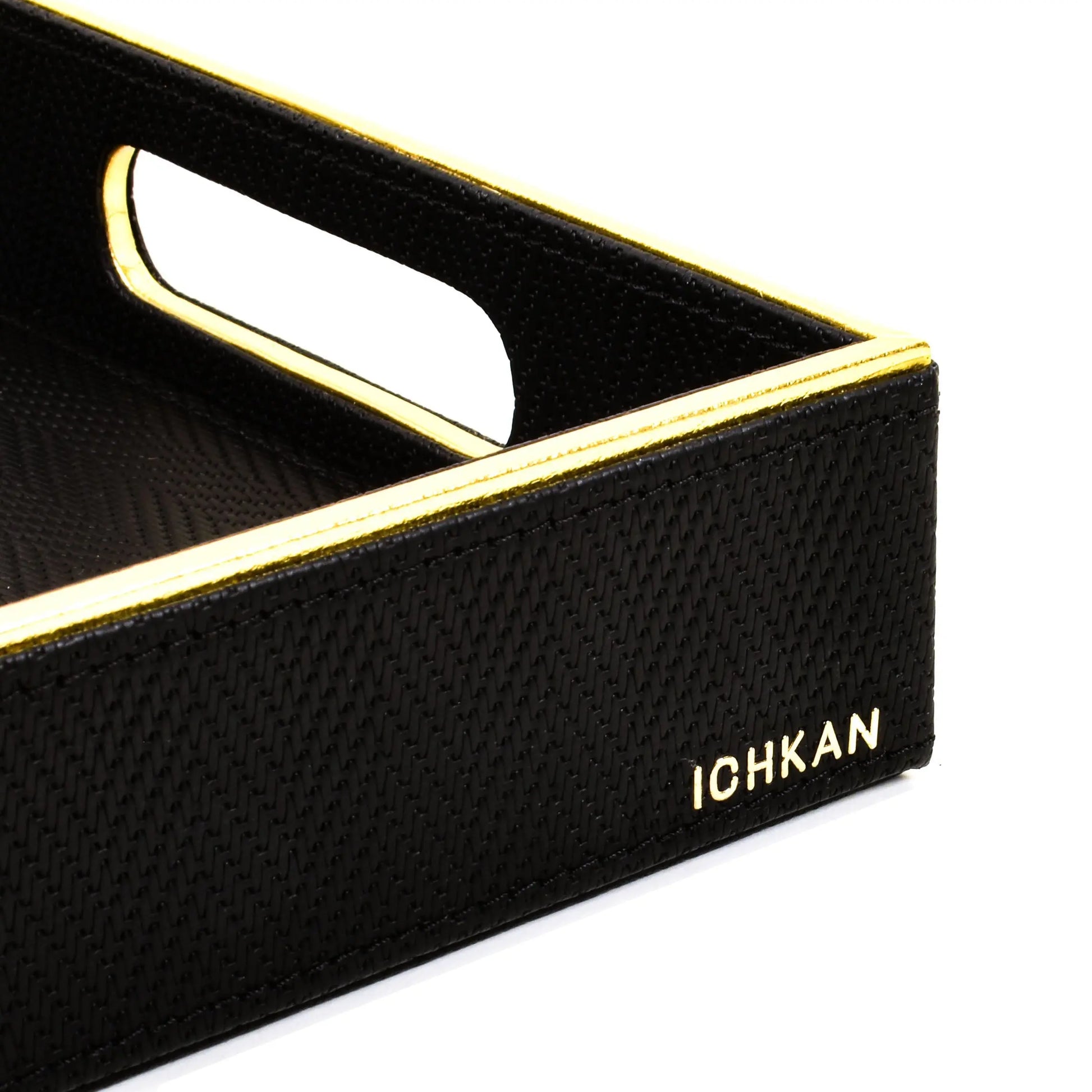 Leatherette Rectangle Serving Tray Set of 2 | Black | Hamilton Ichkan