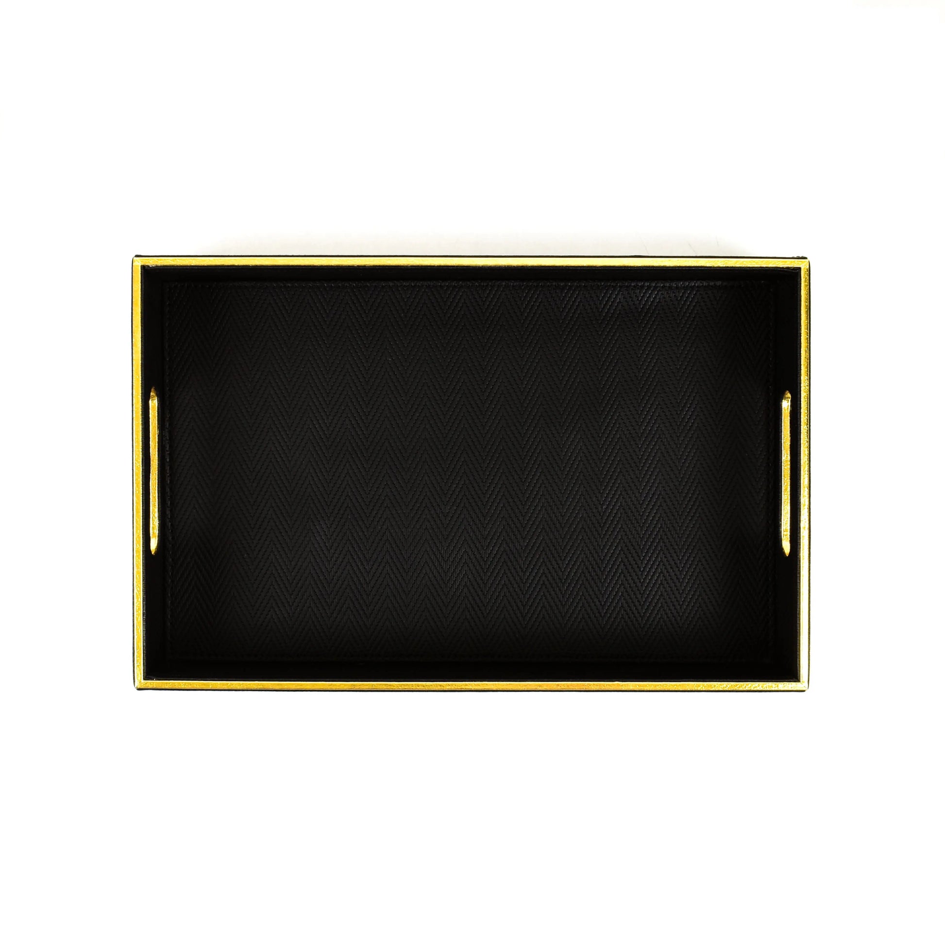 Leatherette Rectangle Serving Tray Set of 2 | Black | Hamilton Ichkan