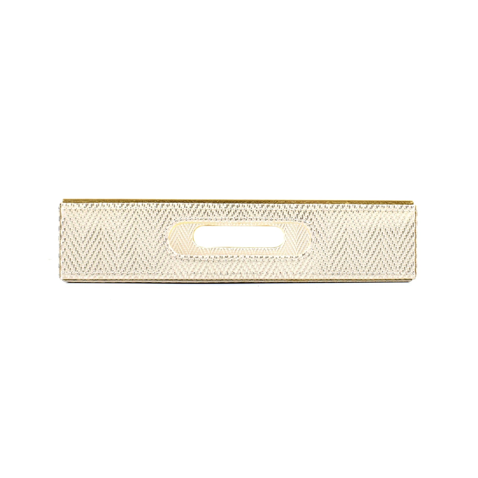 Leatherette Rectangle Serving Tray Small | White Gold | Hamilton Ichkan