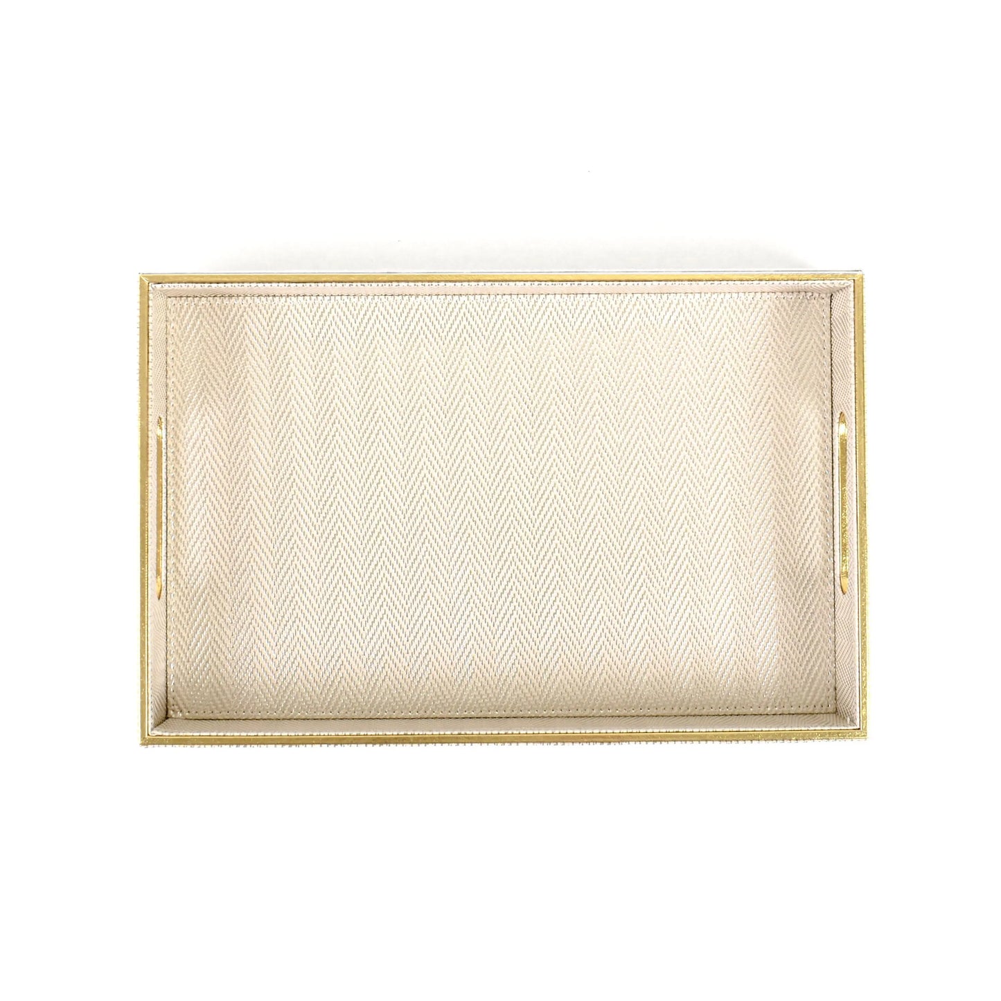 Leatherette Rectangle Serving Tray Small | White Gold | Hamilton Ichkan